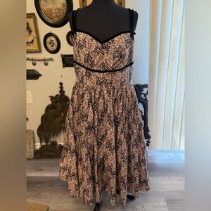 Unique Vintage Micheline Pitt collab Black and Pink lace print dress XL